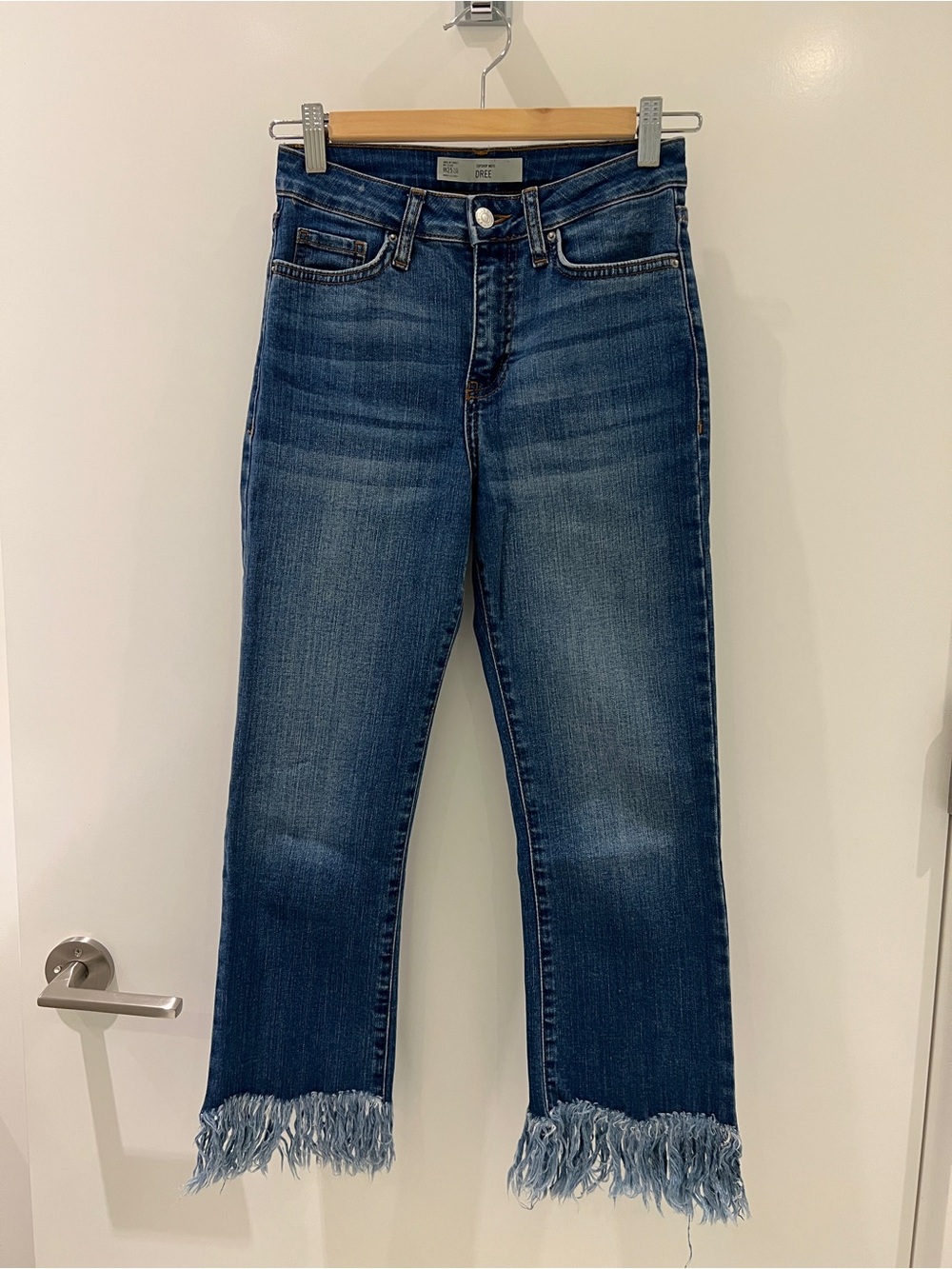 Topshop Moto Dree Fringe Hem Jeans